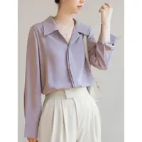 在飛比找ETMall東森購物網優惠-慵懶風紫色時尚職業上衣長袖襯衫