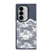 Galaxy Z Fold7 Impact Magnetic Case White Romantic Lace Transparent