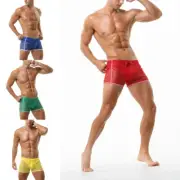 Men Sexy Underwear Fishnet See-through Boxer Trunks Shorts Underpants Nightwear