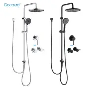 Decaura 10" Shower Head Set Sliding Rail Dual Hose with Mixer Tap Chrome/Black
