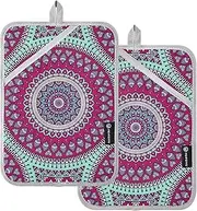 Large Pot Holders Heat Resistant Colorful Art Vintage Style Textures Potholder with Pockets Hot Pads Oven Pads 2 Pack