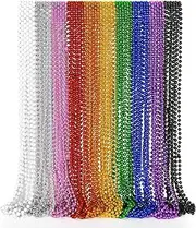EOBOH 50PCS Mardi Gras Beads, Metallic 10 Kinds of Bead Necklace Party Favors, 33" Mardi Gras Necklace Women Men Stuff, Festival Parade Throw Accessories for Wedding Birthday Celebrations Decorations