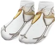 [QMNVBDS] Champagne Glasses Socks Ankle Length Socks Casual Short Socks for Women Men Low Cut Sports Socks Running Socks No Show Socks Ankle Socks Athletic Socks Workout Socks, Style, One Size, Style