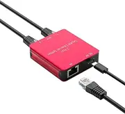 Dingsun 2 Port Gigabit Ethernet Splitter, 2 Devices Simultaneously Networking, 1 in-2 Out RJ45 Splitter for Cat5/5e, Cat6, Cat7, Cat8 Cable (Red)