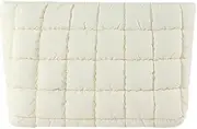 HFLZBRO Puffy Quilted Makeup Bag, Cosmetic Bag, Travel Toiletry Organizer Pouch, Clutch for Wom, white, Puffy Quilted Makeup Bag