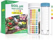 NewTest Soil pH Test Kit: Upgraded 125 Soil pH Test Strips with Measuring Cylinders for Accurate Testing pH Level of Garden Lawn Grass Flower Vegetable Compost Dirt