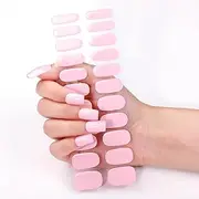 NKA Gel Nail Polish Wraps, 22 No Cure Gel Nail Wrap Stickers Strips, at-Home Manicure, No UV Lamp Required - Solid Colours (Pink)