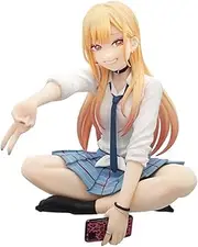 Anime My Dress Up Darling Figure Kitagawa Marin Figurine Manga Character Kitagawa Marin Statue 12cm PVC School Uniform Style Sitting Model Desktop Decoration Collectible for Fans