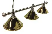 Pool Snooker Billiard Table Lighting - Brushed Stainless Light (3 x Brass Shades) 61 Inch