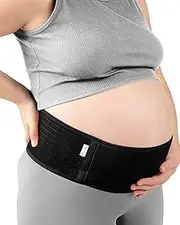 Jill & Joey Maternity Belly Band - Pregnancy Support Belt for Back, Pelvic, Abdominal and Waist Pain - Adjustable, Soft & Breathable - Pregnancy Must Haves - Belly Band for Pregnancy (Black, Medium)