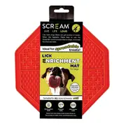 Scream Lick Enrichment Pet Dog Food Mat Suction Base Octagon Loud Orange