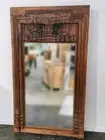 Antique Indian Timber Hand Carved Full Length Mirror Architectural Piece