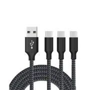 Catzon 1M 2M 3M 3Packs USB Type C Cable Nylon Braided W Phone Cable Fast Charger Cable USB Cord -Black Gray