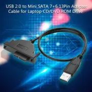 USB 2.0 to Mini SATA 7+6 13Pin Adapter Cable for Laptop CD/DVD ROM Drive