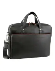 [PIERRE CARDIN] Leather Multi-Compartment Business Bag in Black