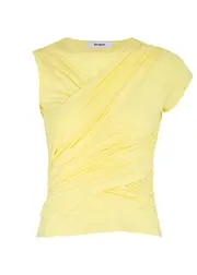 Gimaguas Zoe Wrap-effect Stretch-jersey top - Yellow - L (UK14 / L) L (UK14 / L)