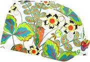 [FVQL] Pack of 2 Surgical Cap Nursing Hats for Women, Scrub Cap, Colorful Pattern Leaf Flower and Butterfly