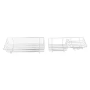 Two-piece Set Of Silver Bathroom Mesh Basket Rack Punch- Wall-mounted
