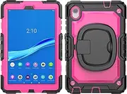 Heavy Duty Shockproof TPU Case Compatible with Lenovo Tab M8 TB-8505 /TB-8705 (8.0") Kids Case,360 Degree Rotating Handle Stand Bracket W Screen Protector+Shoulder Strap Tablet Case Cover (Color : Bl