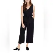 J Crew Wrap Tie Jumpsuit In Stretch Poplin Cotton Womens Size 10 New Black
