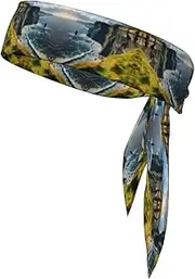 Ireland County Clare The Cliffs Tie Back Headbands Moisture Wicking Athletic Sports Head Band