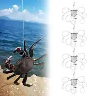 4Pcs Stainless Steel Crab Snare Traps with 8 Loops,Crab Traps for Blue Crabs/Red Crab/Rock Crab,Crab Snare for Fishing Rods, Crabbing Equipment