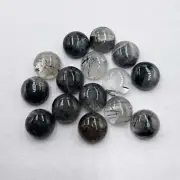 Natural Black Rutile Quartz Round Cabochon Loose Stone Lot 14 Pcs 8 MM 31 CT