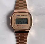 Casio Vintage A168 A168W Rose Gold Band Men Women Digital Watch 38.6mm New