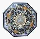 Octagon Marble Dining Table Top Semi Precious Gemstone Inlay Work Office Table