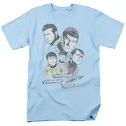 Star Trek Retro Crew T Shirt Licensed Sci-Fi TV Classic Adult Tee New Light Blue
