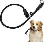 Slip Collar Dog Training Choke Collar, Round Nylon Rope Collar No Pull P-Collar for Small Medium Large Dogs (Black M)