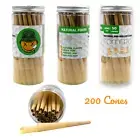 Pre-Rolled King Size Paper Cones - 200 Pack -Tomato Natural Vegan Non GMO