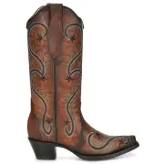 Corral Boots Milagro Embroidered Snip Toe Cowboy Womens Brown Casual Boots Z509