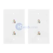 2x Phone Wall Plate RJ11 RJ12 Double Telephone Modular Duplex Jack CAT3 6P 4C