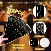100 Pcs "Let Love Sparkle" Gold Foil Stars Paper Sparkler Sleeves