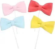 Totority Charming Bowknot Cupcake Toppers Party Cake Decorations Sticks for Baking