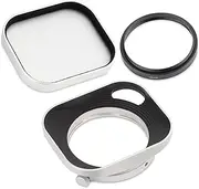Haoge Lens Hood for Fujifilm Fujinon XF27mmF2.8 R WR Lens Hood Silver,Metal Squaret With Metal Cap