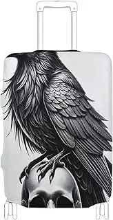 [Joisal] Autumn House Luggage Covers Tsa Approved Fit 18-32 Inch Luggage, Raven Skull, L 26-28 in
