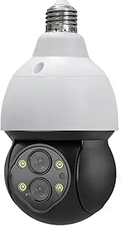 4MP Light Bulb Camera,10X Zoom Camera Video Surveillance External Protection Recorder PTZ Dual Lens 4Mm-12Mm Color Night,360° View Camera Indoors/Outdoors,4m add 32gb