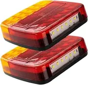 2Pcs 26 LED Stop Tail Lights Super Bright 12V Submersible Boat Truck Lamp Rear Reverse Brake Stop Lamp for Trailer Truck Caravan