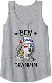[X.Style] Ben Drankin 4th of July Funny Benjamin Franklin Men Drinking Tank Top ds369 T-Shirt Black