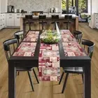 Cotton Cup Plate Rectangular Dining Table mat Set of 6 & 180 cm Runner Brown