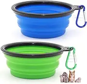 Styleaxy Collapsible Pet Bowl, BPA Free Portable Silicone Pet Feeding and Water Bowl with Carabiner Clip, Ideal for Hiking, and Outdoor Activities (Set of 2)