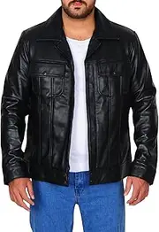 [RSH LeatherCraft] Vintage American Singer Popstar Black Real Leather Elvis Comeback Special Classic Shirt Jacket