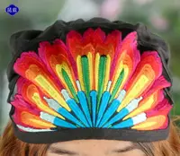 在飛比找樂天市場購物網優惠-民族風四季復古潮流刺繡頭巾繡花帽紅色女式帽子百搭包頭帽子