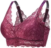 [HONGFSM] 2024 Front Closure Mastectomy Bra for Women Breast Prosthesis Support Bras Floral Lace Wireless Comfort Everyday Bra