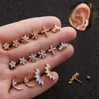 Crystal Bar Barbell Ear Cartilage Tragus Helix Studs Piercing Earrings Jewesn