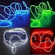 TDLTEK 4 Pack 15Ft Neon Glowing Strobing Electroluminescent Wire/El Wire(Blue, Green, Red, White) + 3 Modes Battery Controllers