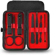 MOMOQ 7 in 1 Manicure set Pedicure Kit Nail Clippers Set Toenail& Thick Toenail& Fingernail File Stainless Steel Ingrown Nail Nipper Cutter for Men and Women Foot &Hand Nail Polish(Black), 1.0 count