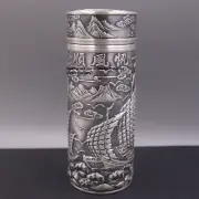 Pure Solid S999 Fine Silver Drinking Cup Smooth Sailing Water Bottle 75g 5.5inH
